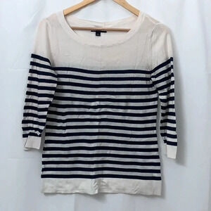 Women’s Banana Republic 3/4 Sleeves Scoop Neck Navy & White Shirt Size PS GUC